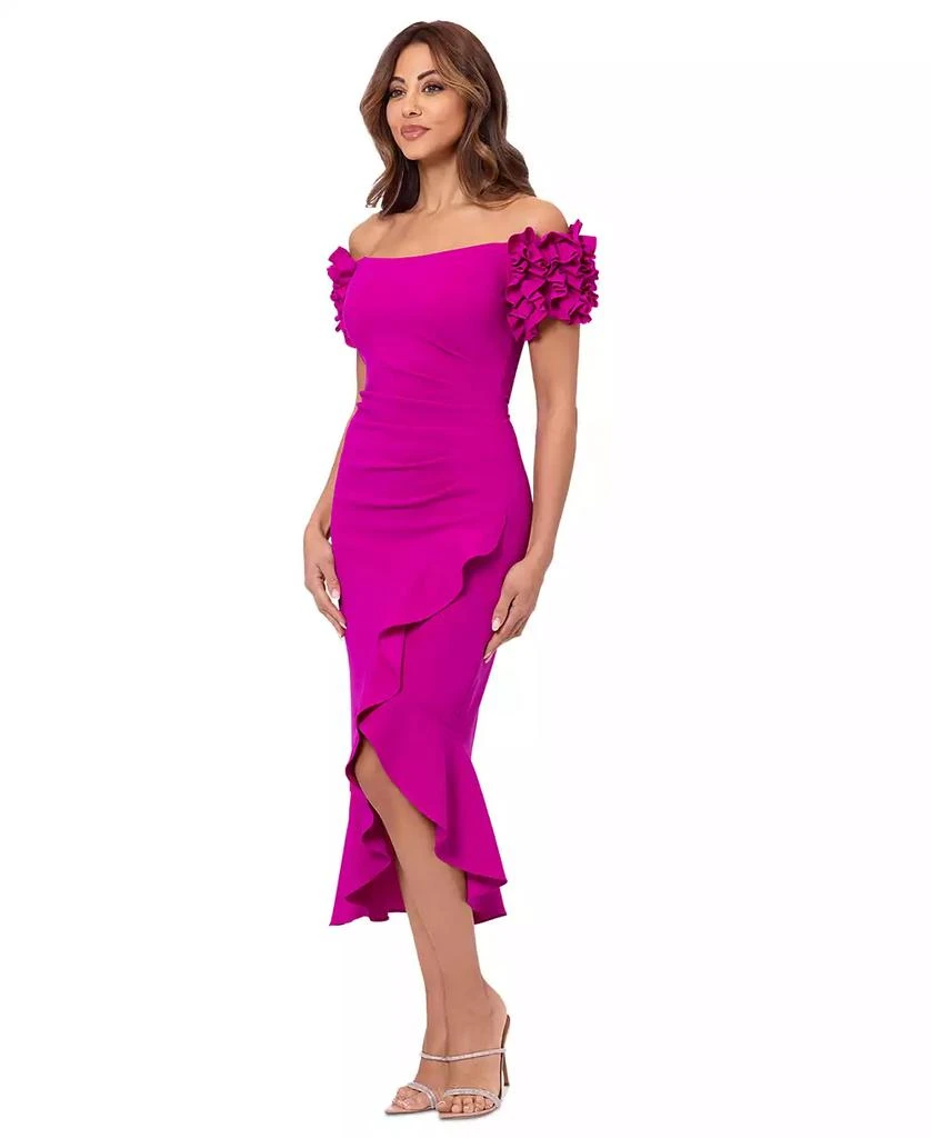 XSCAPE Women's Off-The-Shoulder Scuba Crepe Midi Dress 3