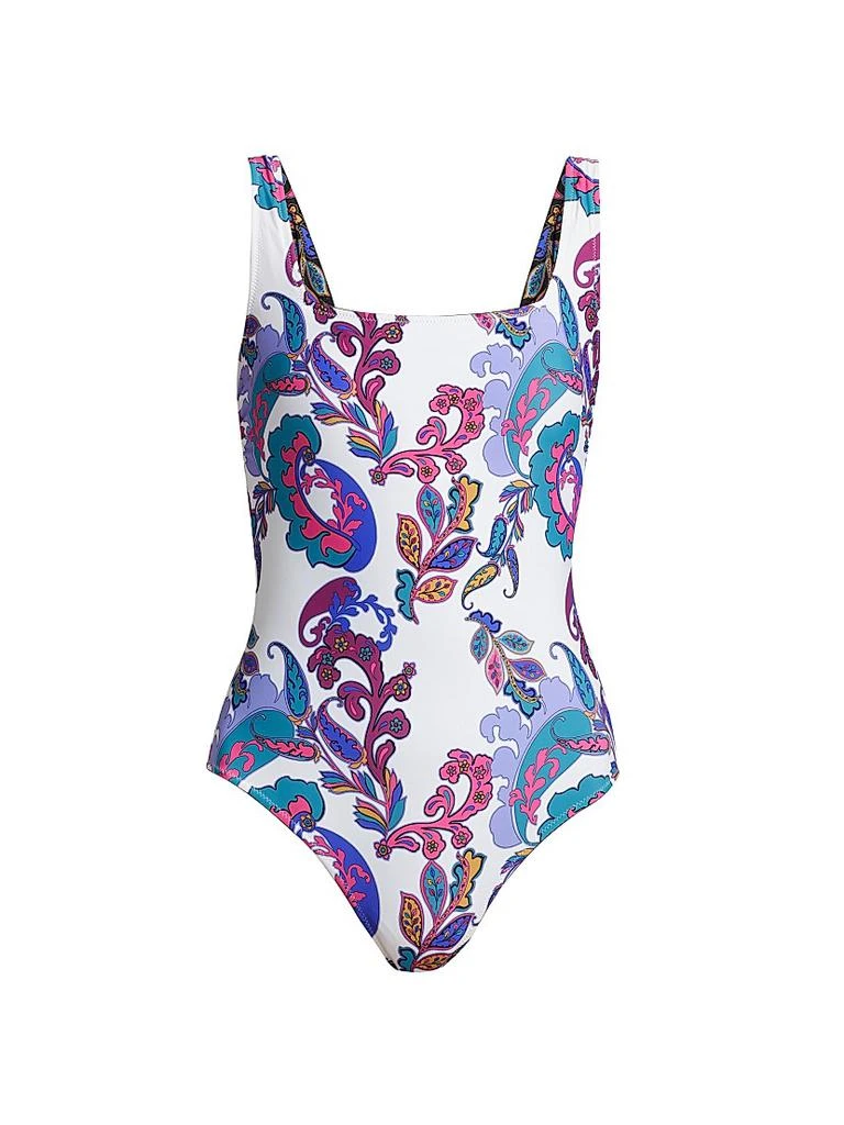 Johnny Was Paisley Reversible Square Neck One-Piece Swimsuit 1