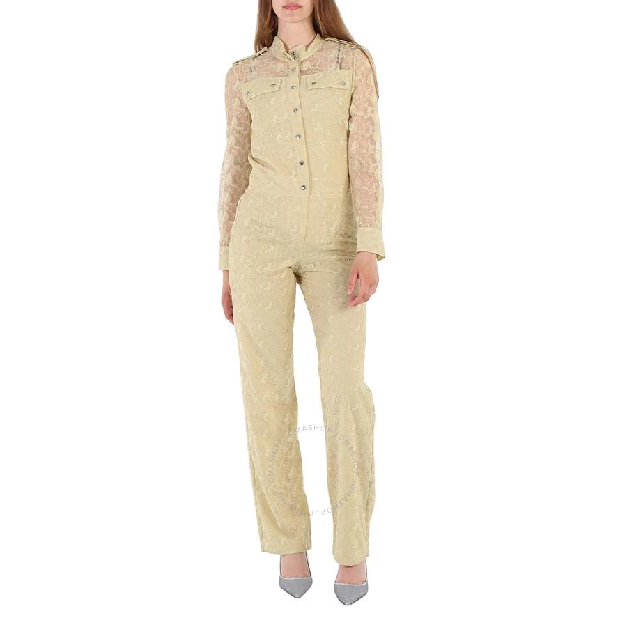 Burberry Ladies Pale Yellow Floral Lace Jumpsuit 1