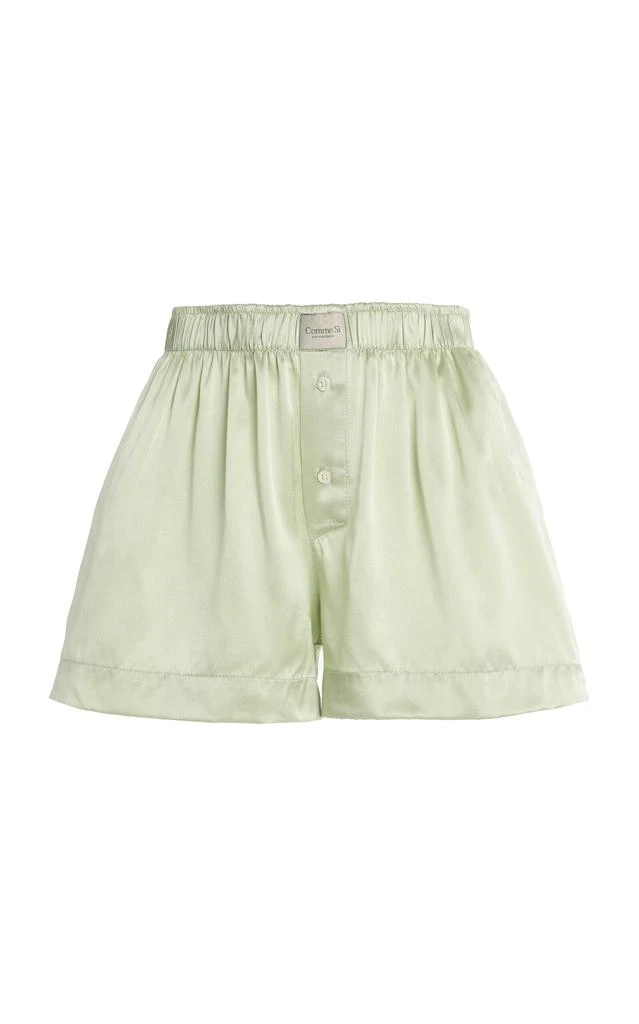 Comme Si Comme Si - La Boxer Classica Silk-Charmeuse Shorts - Green - XS - Moda Operandi 1