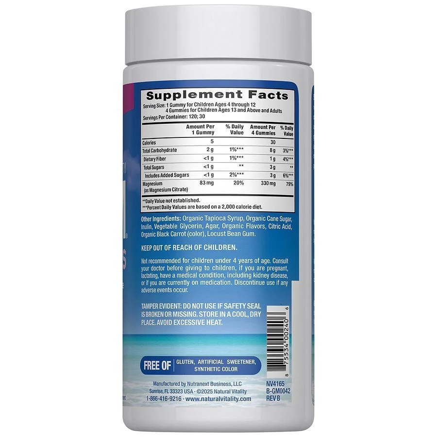 Natural Vitality Magnesium Supplement Gummies Raspberry Lemon 3
