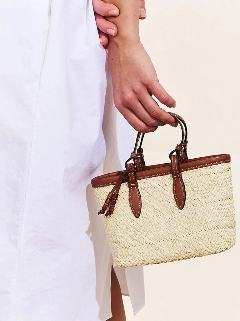 Hunting Season Mini Leather-Trimmed Woven Tote Bag 4