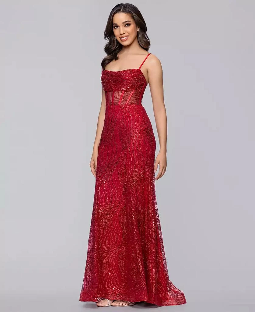 Blondie Nites Juniors' Embellished Sleeveless Ball Gown - Red - Size 9