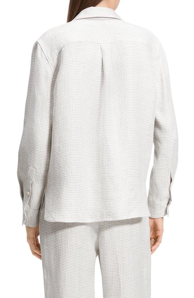 Theory B.Mela Houndstooth Linen Blend Button-Up Shirt