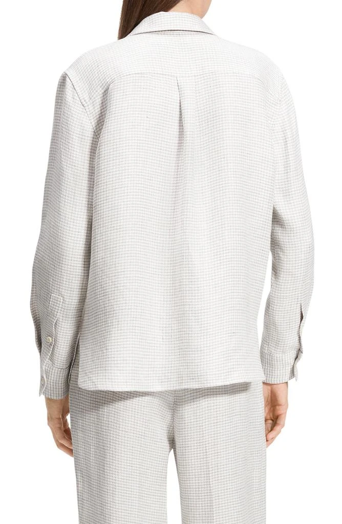 Theory B.Mela Houndstooth Linen Blend Button-Up Shirt 2