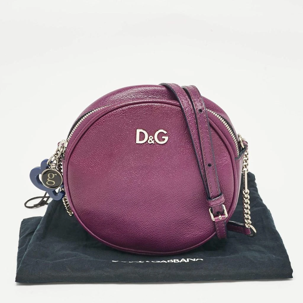 Dolce & Gabbana Dolce & Gabbana Purple Leather Ariette Round Crossbody Bag 12