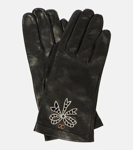 Valentino VLogo Signature embroidered leather gloves 1