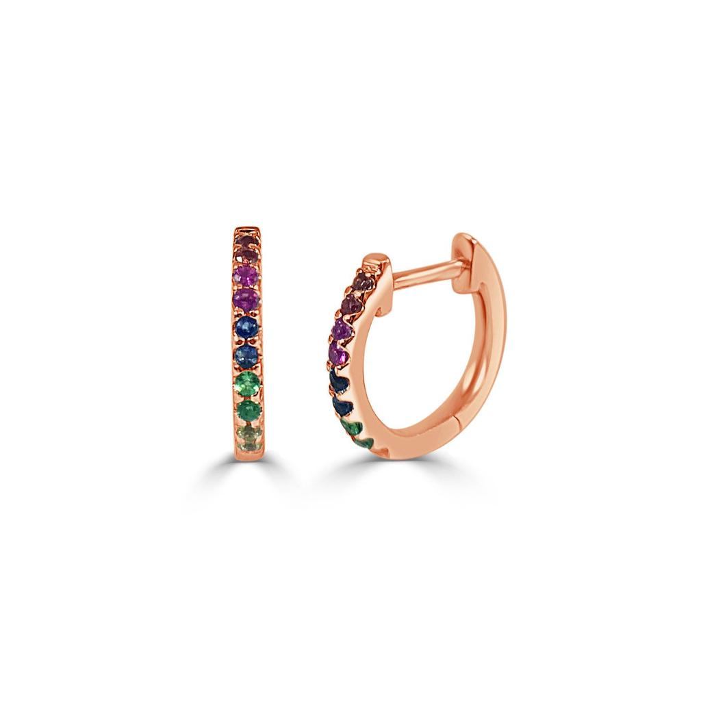 Sabrina Designs 14k Gold & Rainbow Sapphire Huggie Earrings