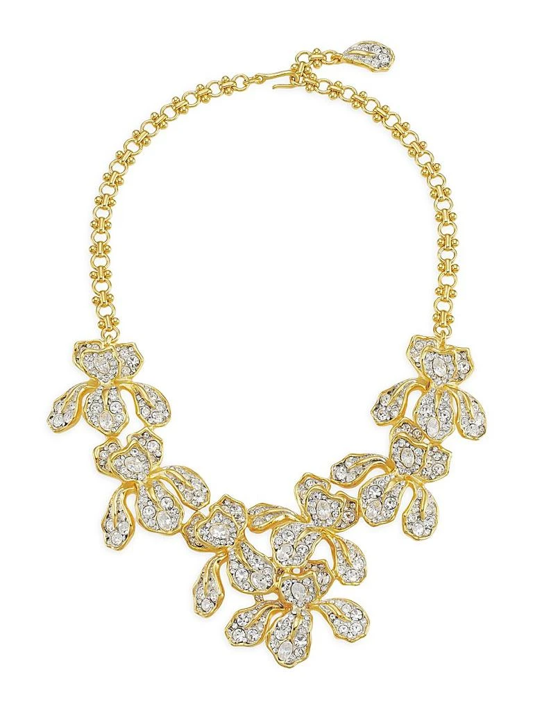 Kenneth Jay Lane 22K Goldplated Iris Pavé Flowers Necklace