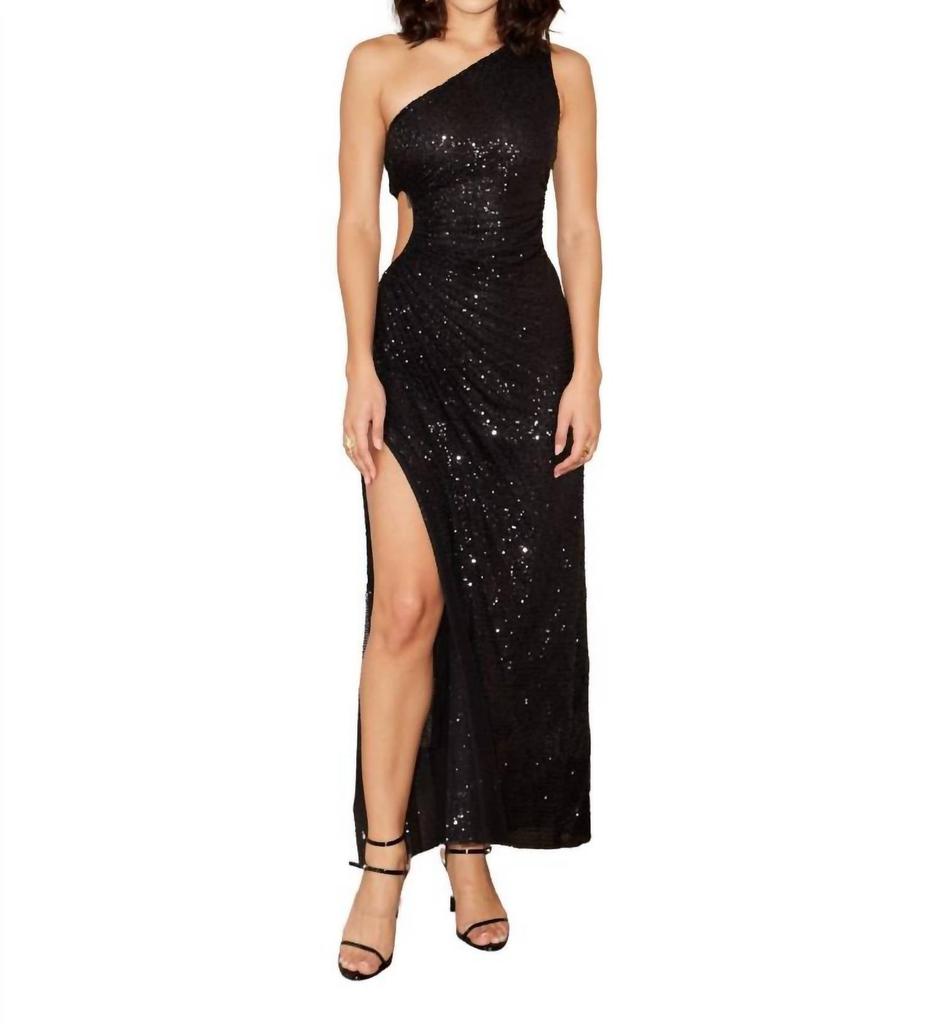 Delfi Collective Solie Sequin One Shoulder Dress In Black