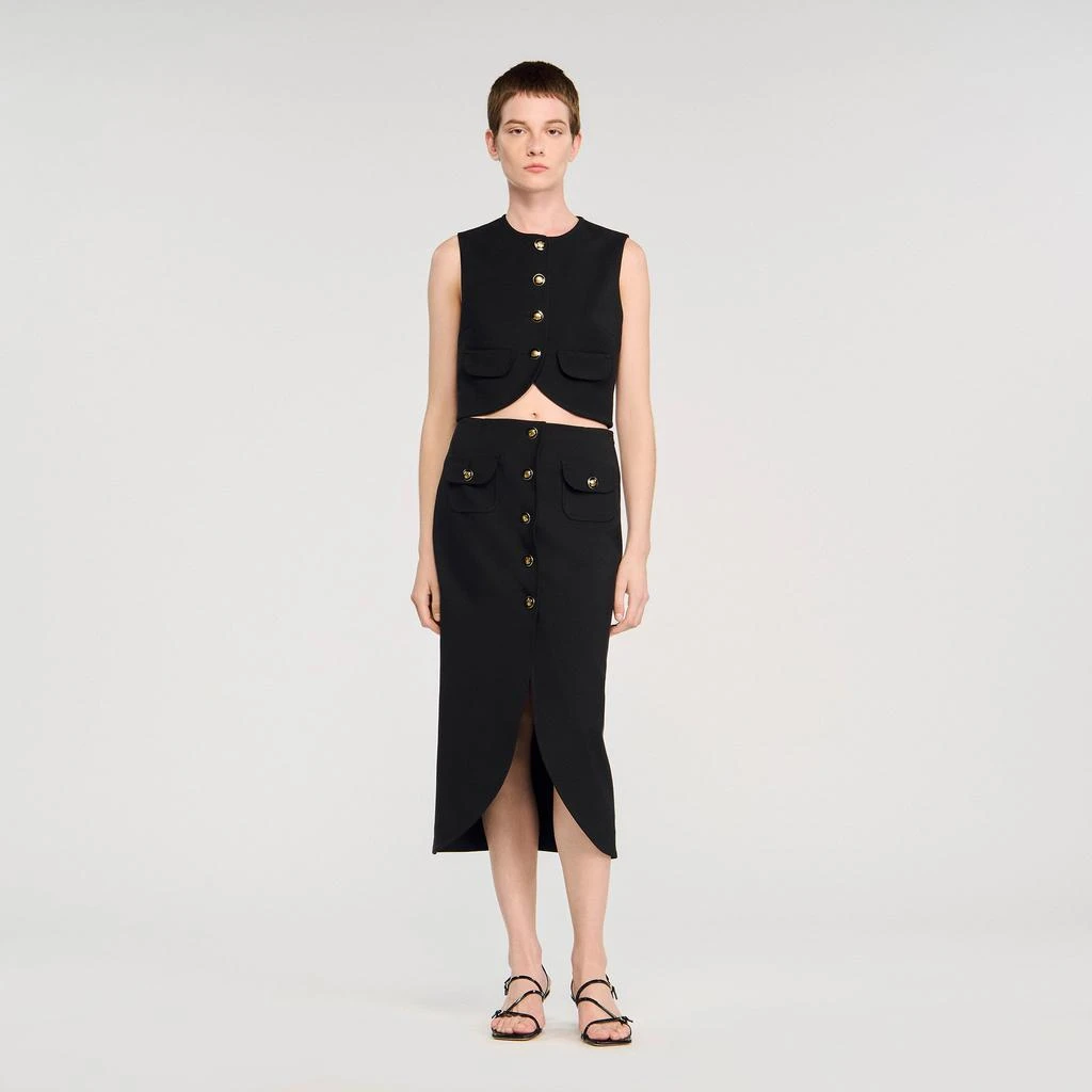 Sandro Buttoned midi skirt 1