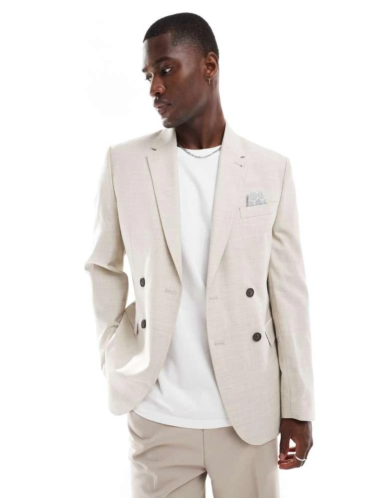 Ben Sherman Ben Sherman double breasted suit jacket in beige 1