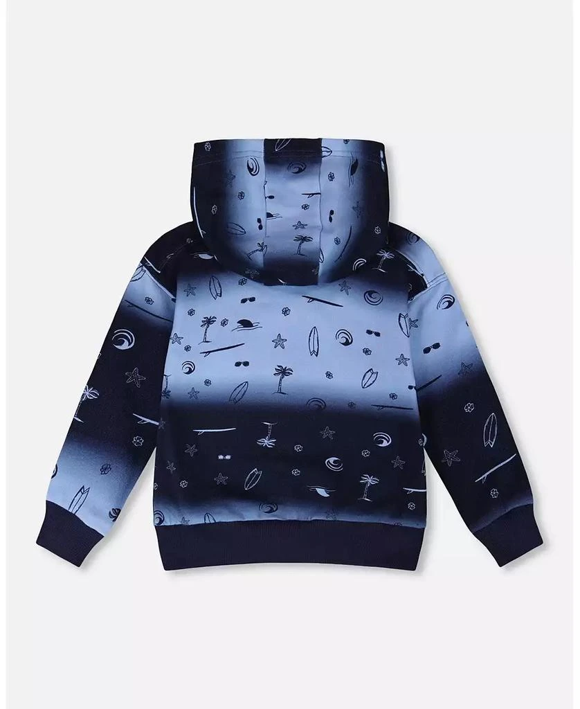 Deux par Deux Baby Boys Hooded French Terry Cardigan Blue Gradient 2