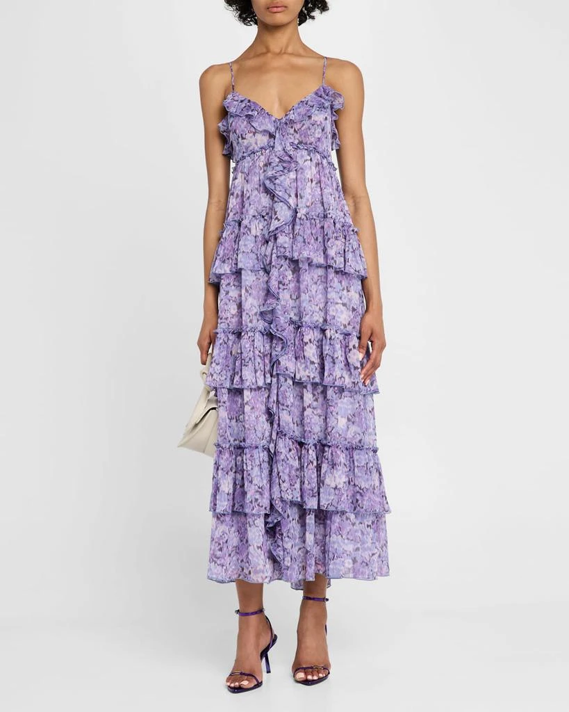 Cinq a Sept Fadrid Painted Hydrangea Ruffle Midi Dress 2