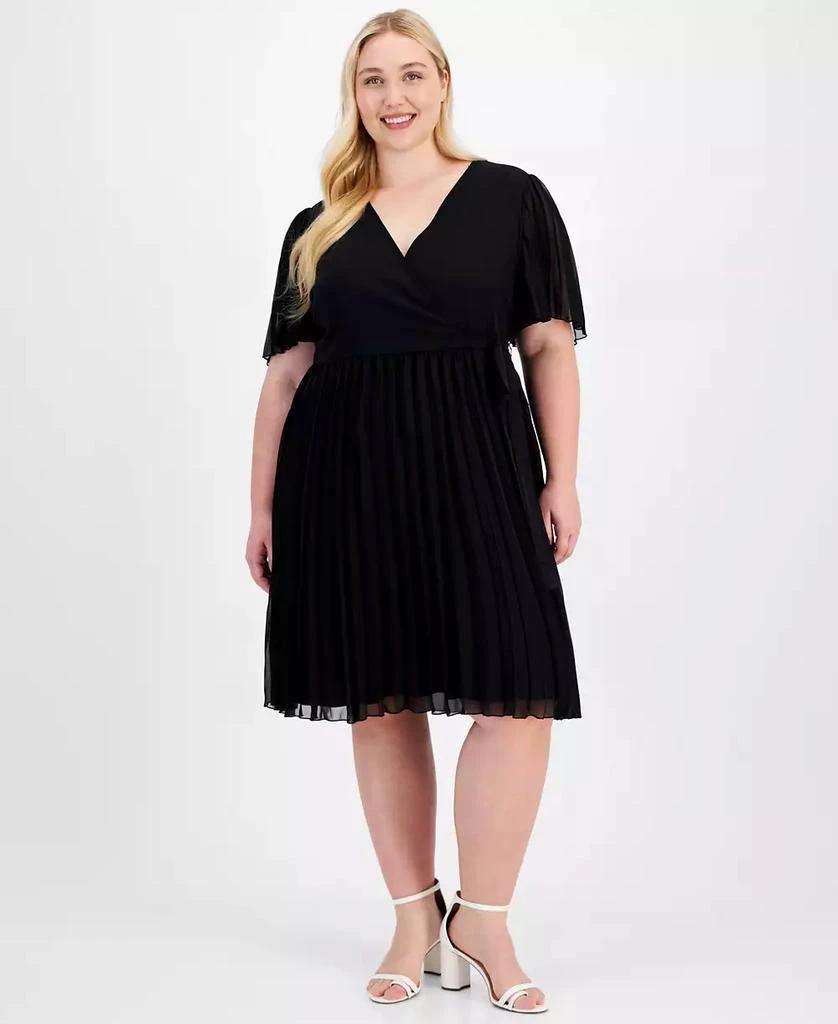 City Studios Trendy Plus Size Pleated Chiffon Midi Dress 1