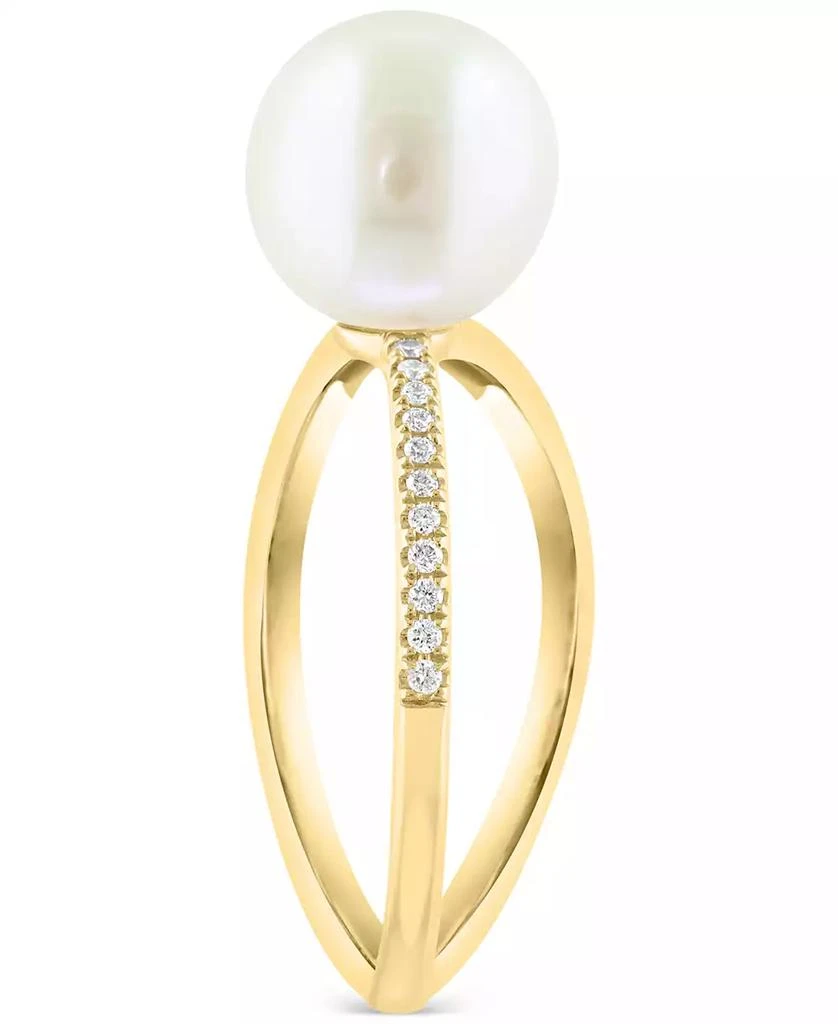 Effy EFFY® Cultured Freshwater Pearl (9mm) 
Diamond (1/20 ct. t.w.) Openwork Statement Ring in 14k Gold 3