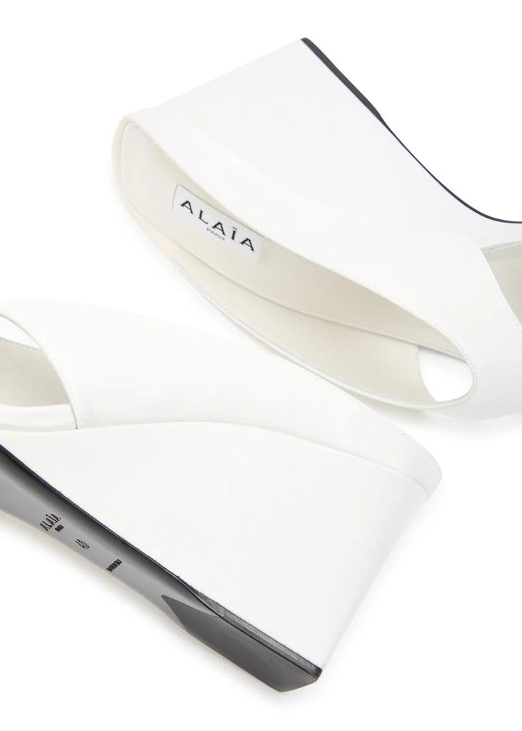 Alaïa Cube 75 satin thong wedge mules 4