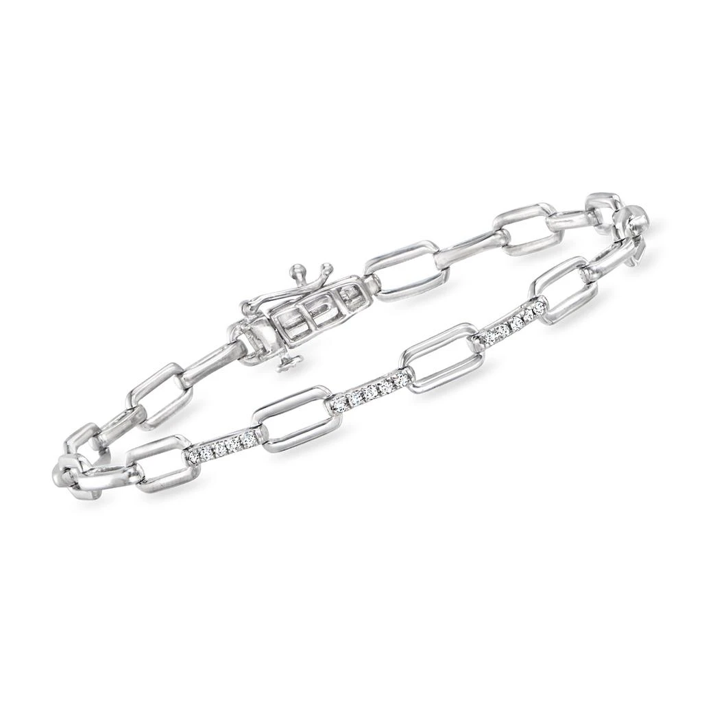 RS Pure by Ross-Simons Diamond Paper Clip Link Bracelet in Sterling Silver 1