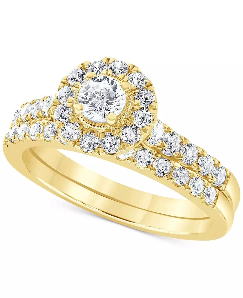 Diamond Halo Bridal Set (1 ct. t.w.) in 14k Yellow or Rose Gold