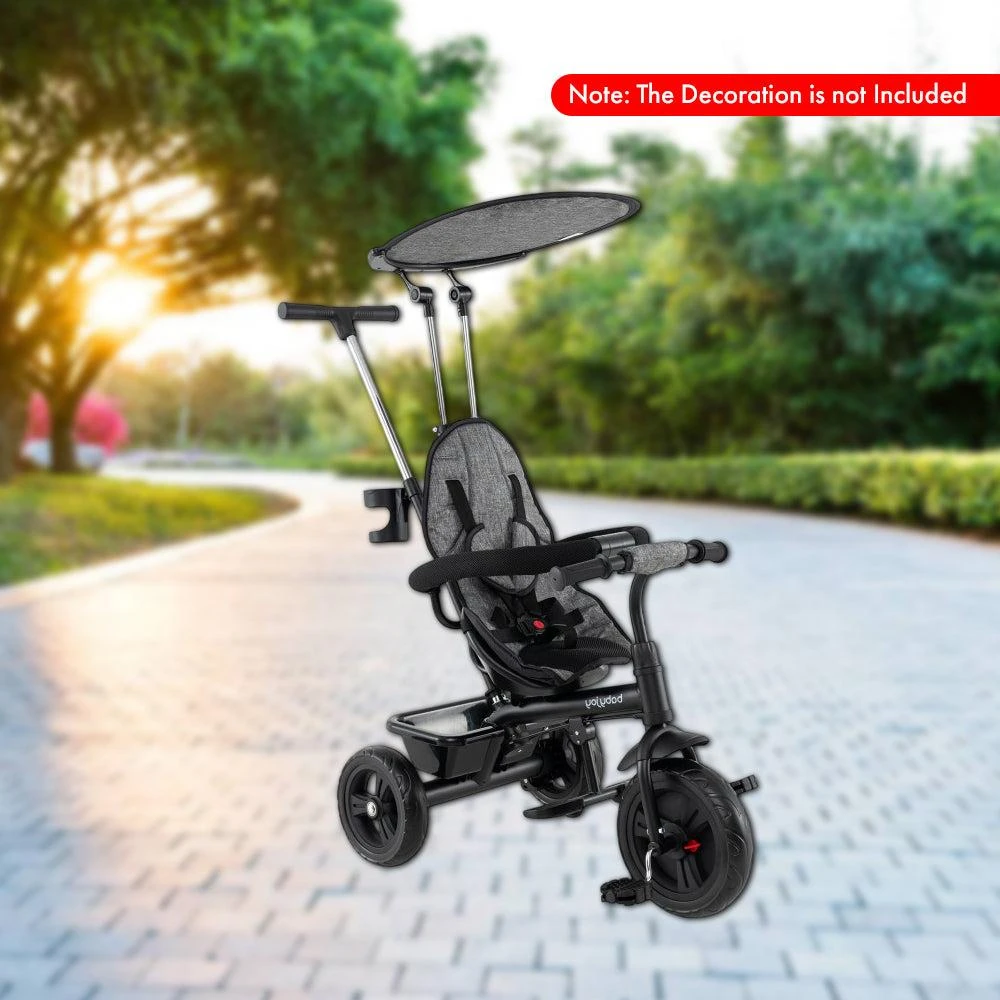 Hivvago 7-in-1 Toddler Tricycle Stroller with Sun Canopy and Folding Footrests for Kids Aged 9-60 Months 2