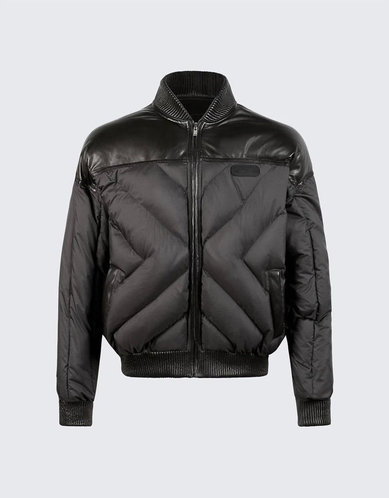 RTA Men's Leather Contrast Puffer Jacket In Black 1