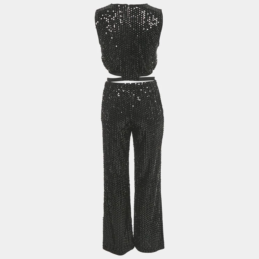 Maje Maje Black Sequin Cut-Out Crop Top 
Wide Leg Pants Set S 2