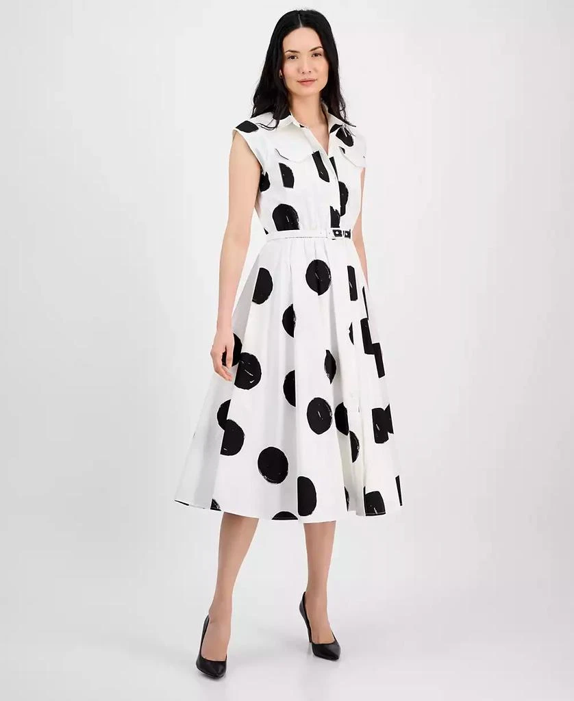 Women's Dot-Print Belted Fit & Flare Dress  On Sale Now with Up to 40% Off  | Discover Exclusive Deals & Savings at BeyondStyle  Authentic Tahari dress|women's  fashion|dresses with Limited-Time Discounts,