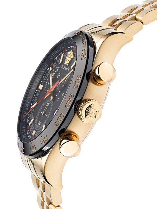 Versace Hellenyium Chrono 44MM IP Goldtone Stainless Steel Bracelet Watch 2