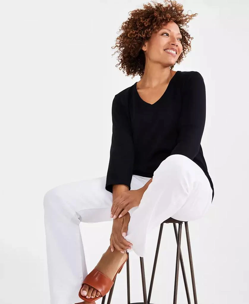 Style & Co Petite V-Neck 3/4-Sleeve T-Shirt, Created for Macy's 1