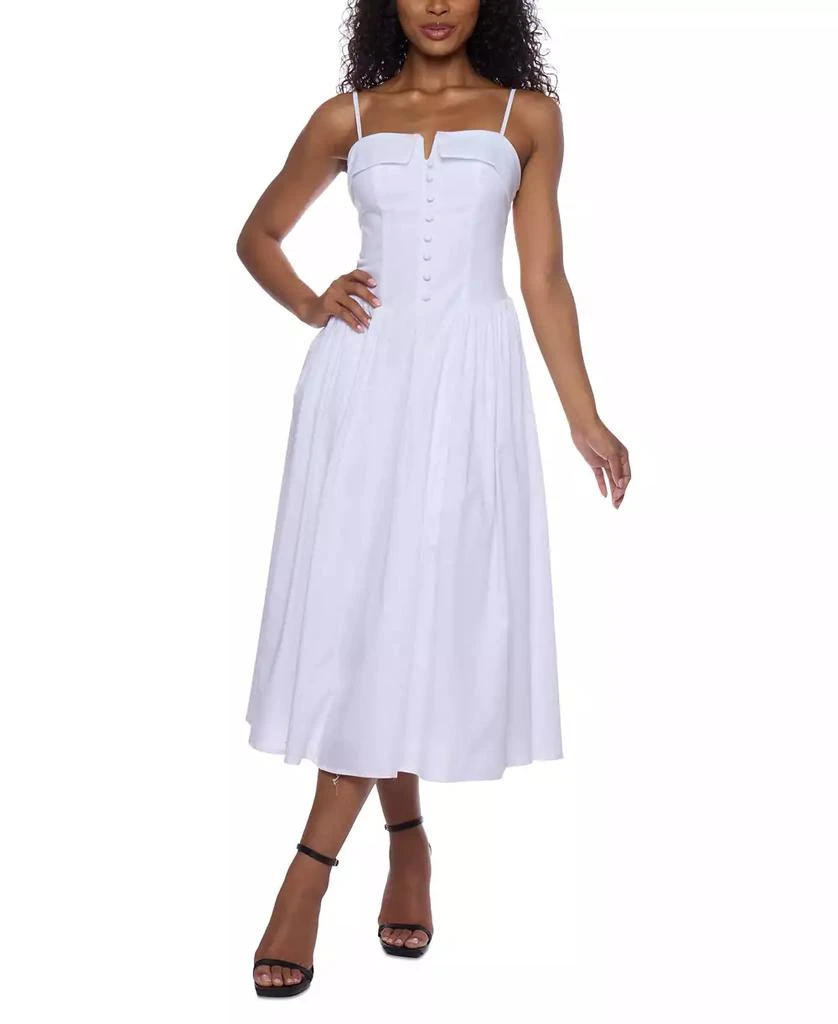 Alex & Sophia Juniors' Sleeveless Straight-Neckline Midi Dress 1