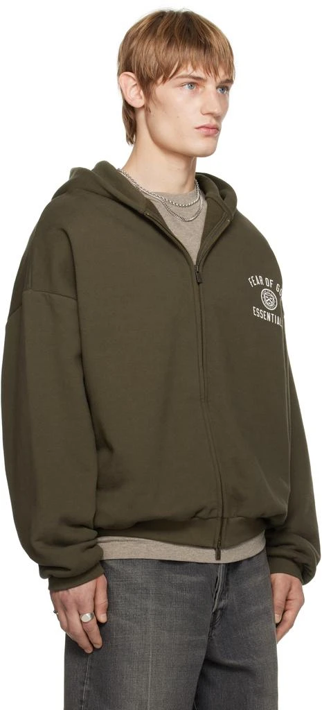 Essentials Brown Heavy Fleece Fullzip Hoodie 2