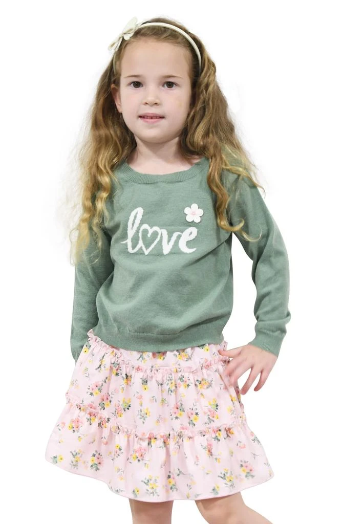 Zunie Kids' Love Sweater & Tiered Skirt Set 1