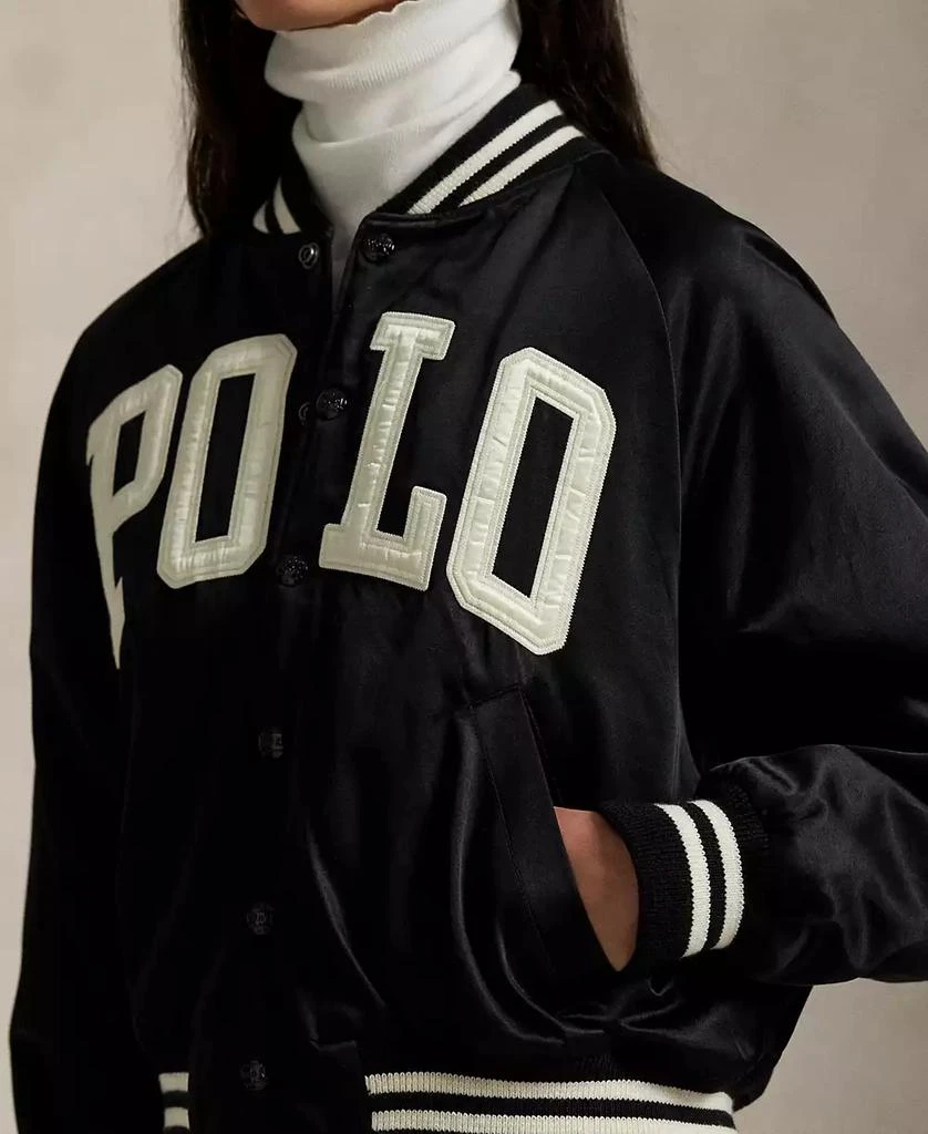 Ralph Lauren Women's Logo Satin Bomber Jacket 4