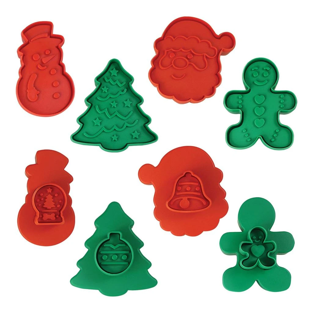 R&M International 4 Piece Double Sided Christmas Cookie Stamper Set, 2-Inch 2