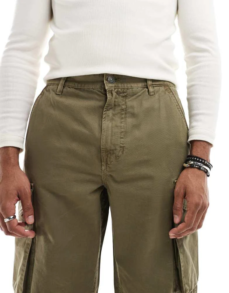 River Island River Island loose leg cargo trousers dark khaki 5
