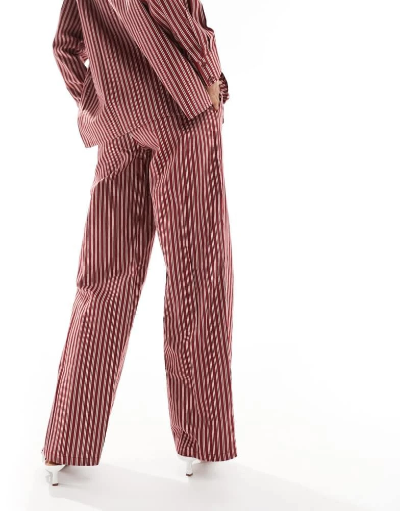 Motel Motel lirura striped low rise trouser in burgundy 4