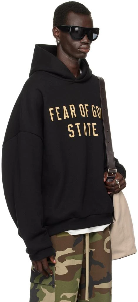 Essentials Black Printed Logo Hoodie 2