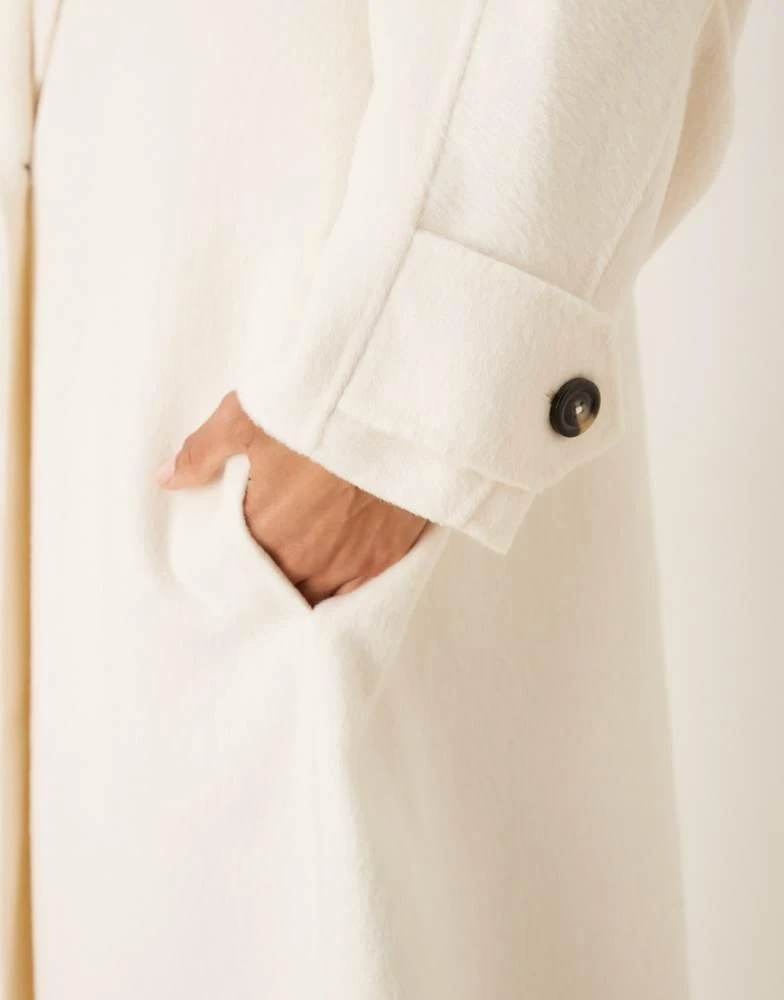 Mango Mango Capsule wool mix tailored maxi coat in winter white 3