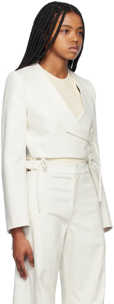 Yuzefi Off-White Wrap Split Denim Blazer