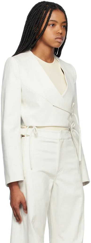 Yuzefi Off-White Wrap Split Denim Blazer 2