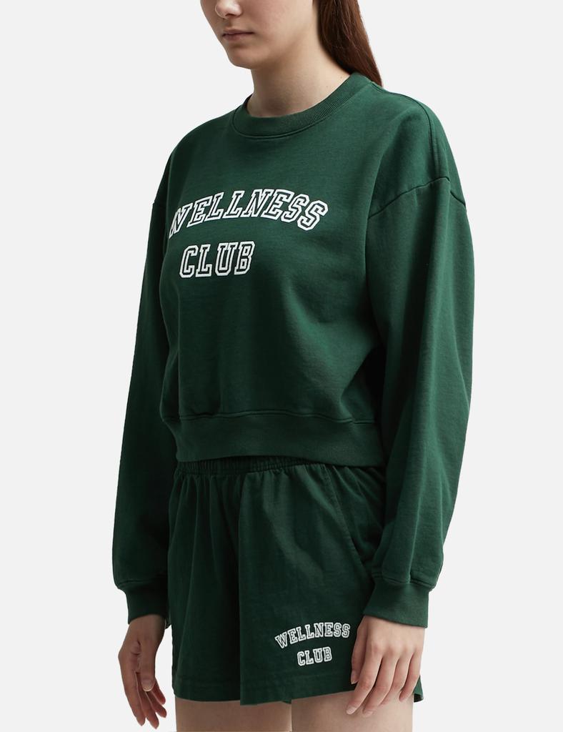 Sporty & Rich Wellness Club Flocked Cropped Crewneck