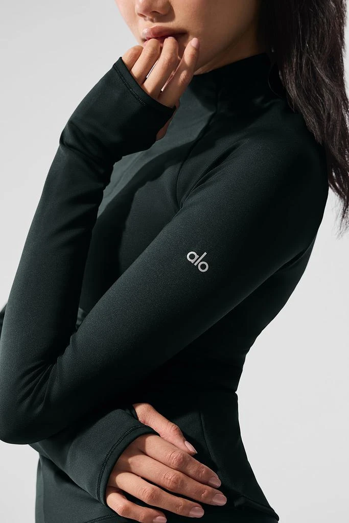 Alo Airlift Winter Warm 1/4 Zip Long Sleeve - Charcoal Green 3