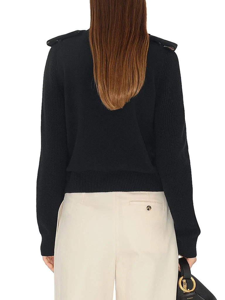 Burberry Check Epaulette Wool 
Cashmere-Blend Sweater 6