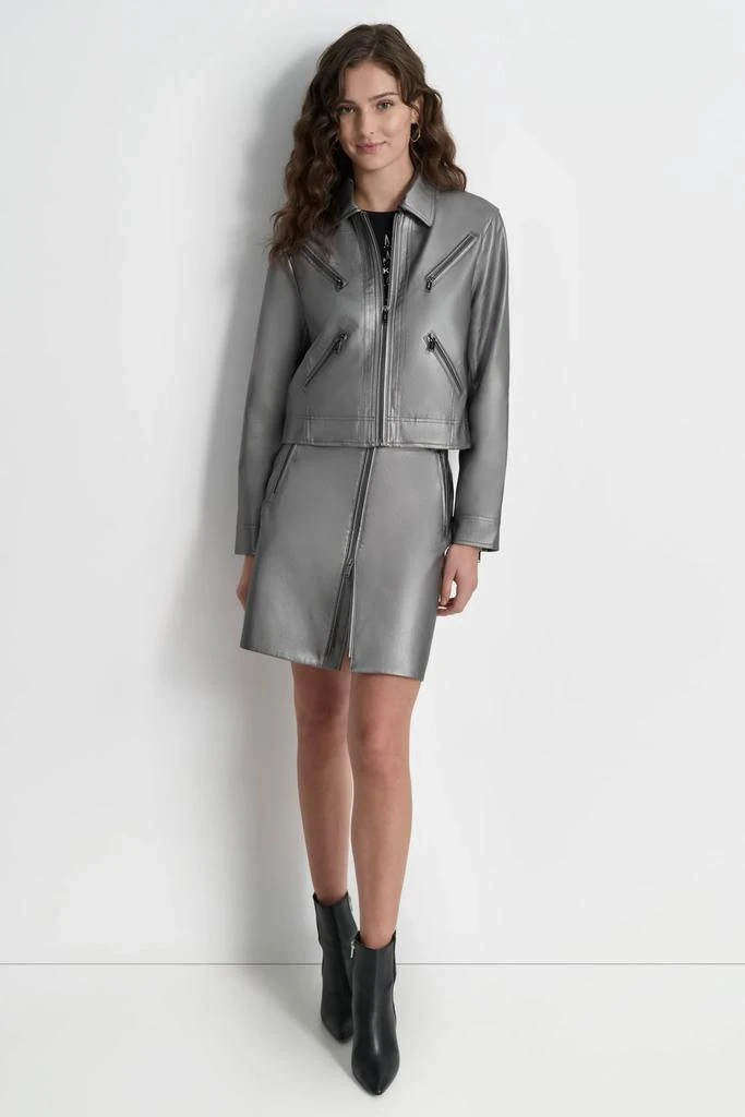 DKNY FAUX LEATHER MOTO JACKET 4