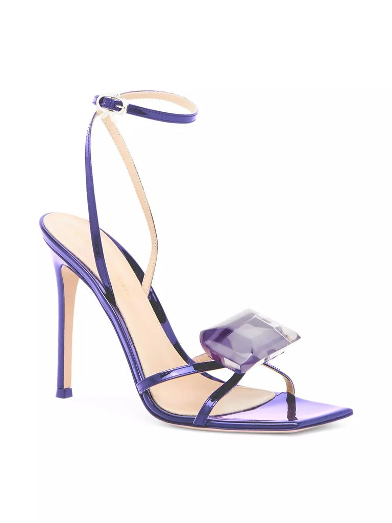 Gianvito Rossi Jaipur Holographic Leather Embellished Ankle-Strap Sandals 2