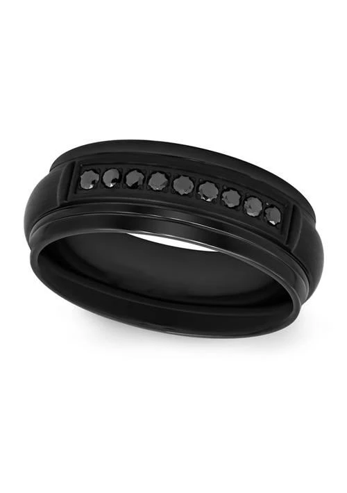 Belk 
Co. 1/6 ct. t.w. Black Diamond Domed Band in Black Stainless Steel