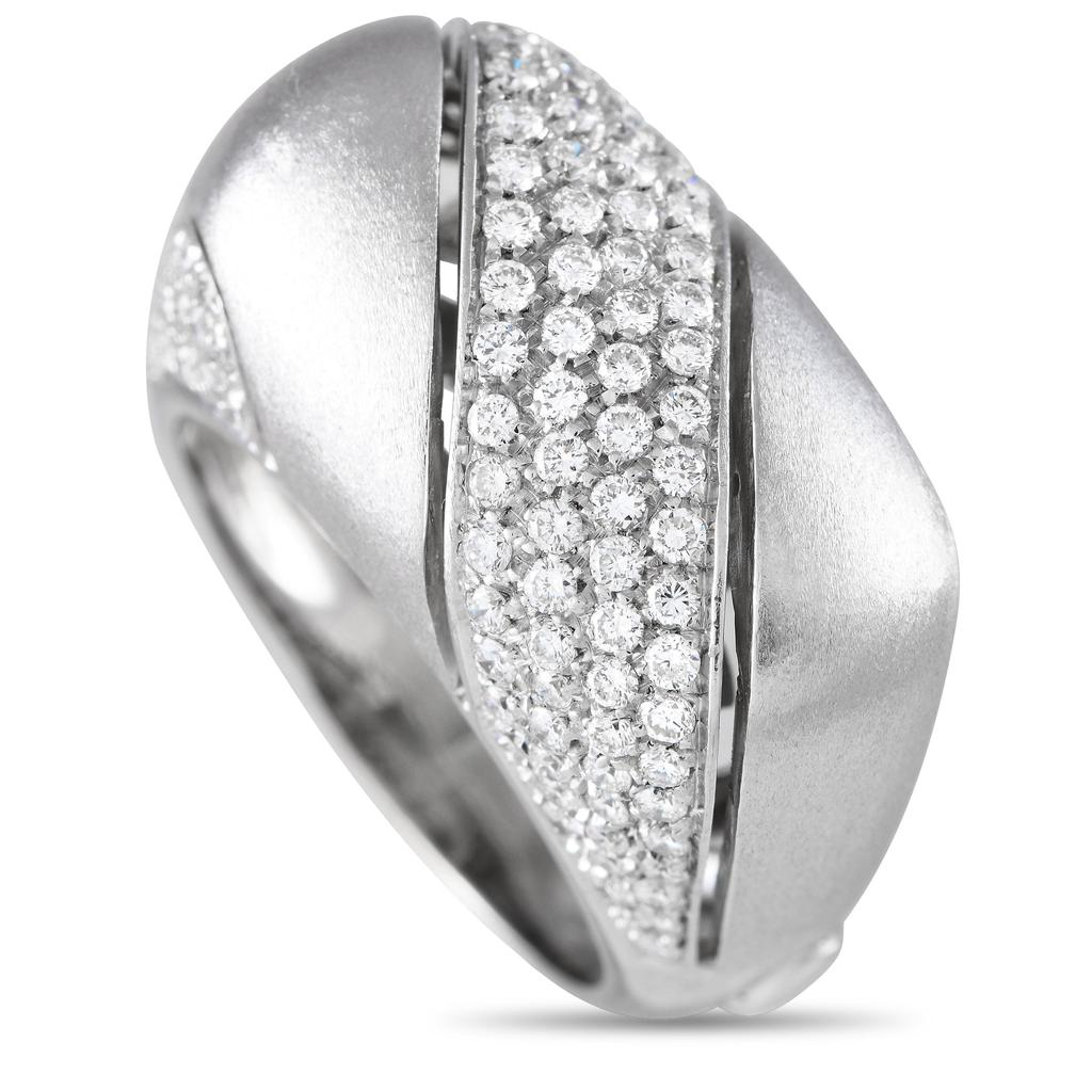 Damiani 18K White Gold 1.25ct Diamond Square Dome Ring DA09-080224