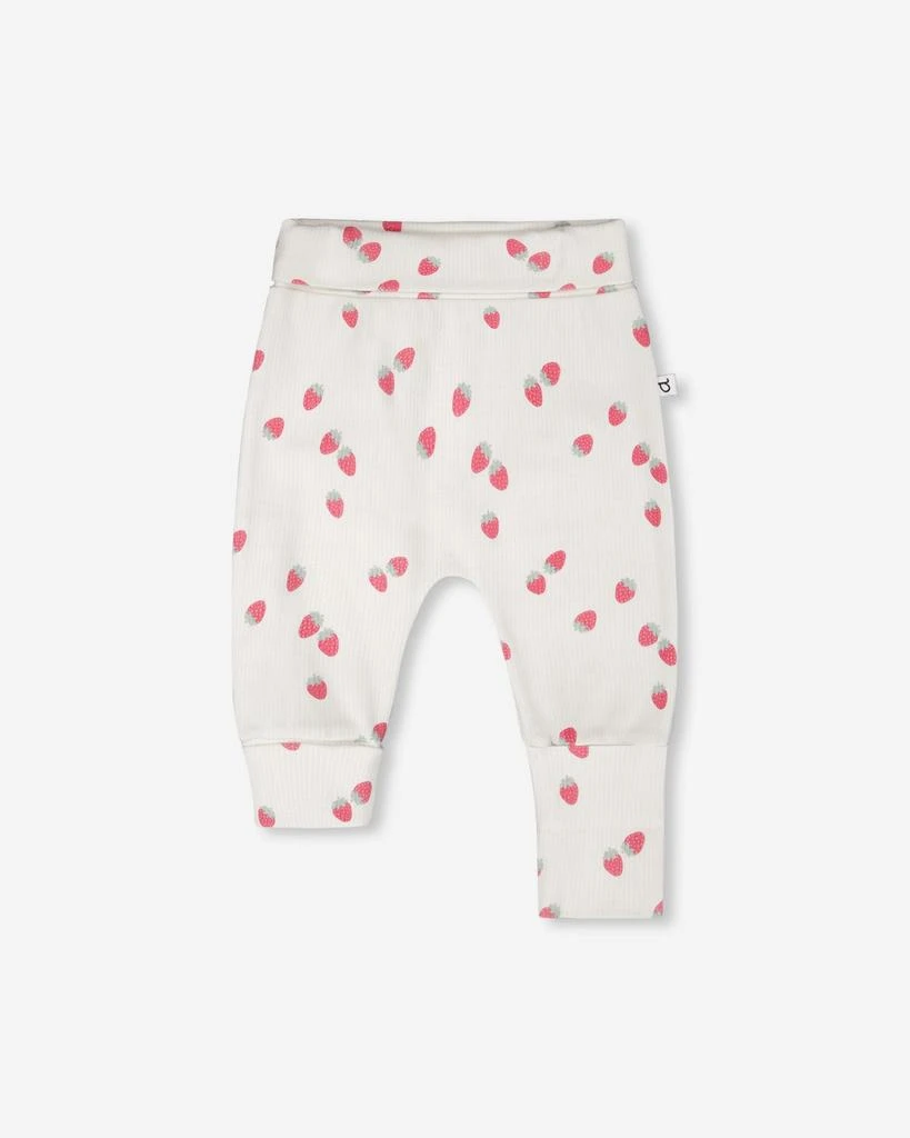Deux par Deux 2 Pack Cotton Jersey Evolutive Pants Pink Printed Berries and White Strawberry Print 2