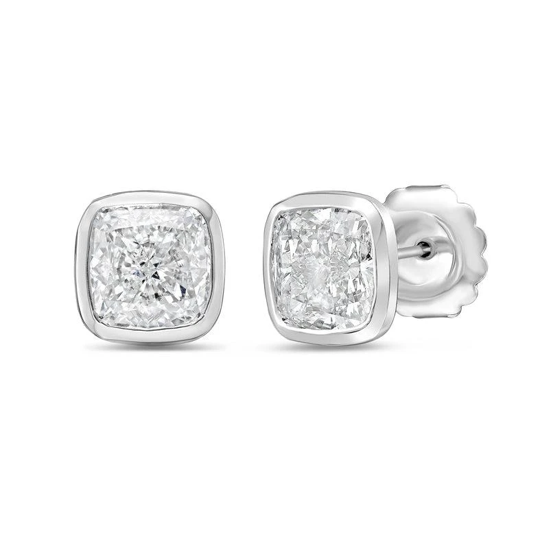 Diana M Jewels 14KT WHITE GOLD LAB GROWN CUSHION CUT STUDS IN A BEZEL SETTING WEIGHING 2.50 CTS TW 2