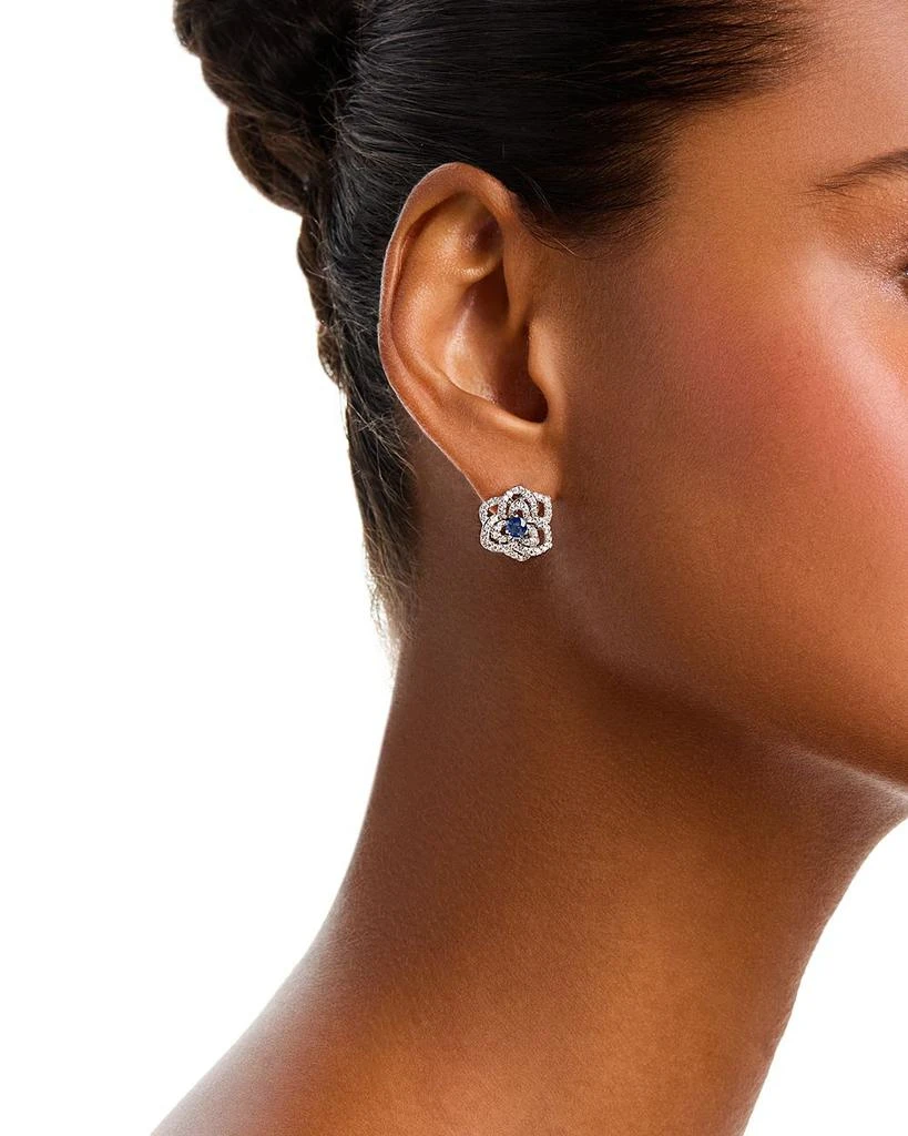 Bloomingdale
s Fine Collection Sapphire 
Diamond Flower Earrings in 14K White Gold 2